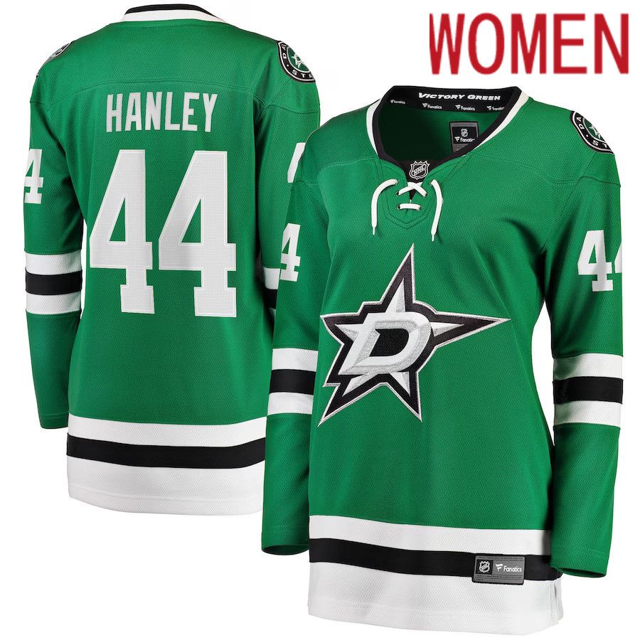 Women Dallas Stars #44 Joel Hanley Fanatics Branded Kelly Green Home Breakaway Player NHL Jersey->women nhl jersey->Women Jersey